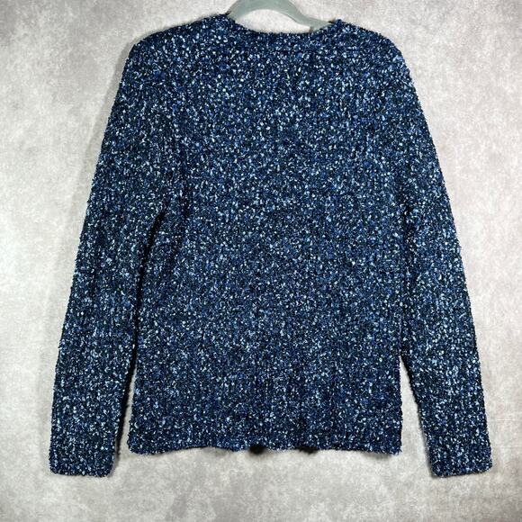 Honor Millburn Cardigan Sweater Womens Large 18-20 Blue Knit Button Front Career - Picture 4 of 9